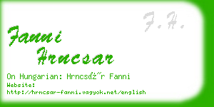 fanni hrncsar business card